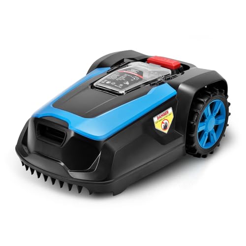 LEADZM Mähroboter Rasenroboter ohne Begrenzungskabel, Rasenmäher Roboter, Bis zu 1200m², Bluetooth & WLAN, Selbstladend, Schnitthöhe 25-65 mm, 47% Steigung, 220mm Schnittbreite, IPX5 Wasserdicht