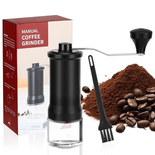 Ledebouk Kaffeemühle Manuell, Handkaffeemühle, Verstellbarer Manueller Kaffeemühle, mit Hochpräzisen Keramik-Kegelmahlwerk, für Aeropress, Espresso, Pour Over, French Press und Moka-Kännchen.