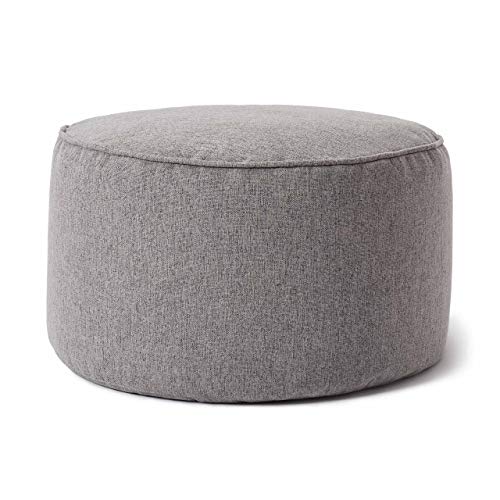 Lumaland Sitzsack Pouf (50 L) | Kompakter Sitzsack mit 3-in-1-Funktion: bequemer Hocker, praktisches Tischchen & stylischer Indoor Fußschemel I Mit Flexibler EPS-Füllung | Ø 25 x 45 cm [Hellgrau]