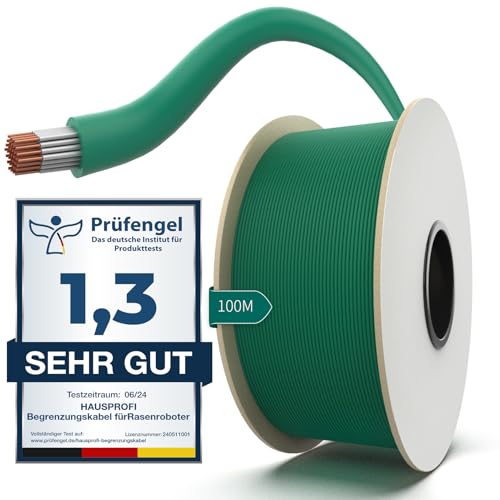 100M Universal Begrenzungskabel für Mähroboter, HAUSPROFI Begrenzungskabel für Rasenmäher - Begrenzungsdraht Suchkabel Leitkabel aus verzinntem Kupfer - Rasenroboter Zubehör - Ø2,7mm (100M)