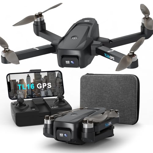 TL16 GPS Drohne mit Kamera 4K Autom Rückkehr Follow Me Bürstenloser Motor Drohnen 5G WIFI FPV-Übertragung Drone für Anfänger Erwachsene C0 Unter 250g RC Faltbar Quadcopter Alitude Halten Tragetasche