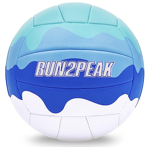 RUN2PEAK Volleyball Wasserfest Beachvolleyball Blau Weiß Weich Haltbar Beach Volleyball Ball Offizielle Größe 5 für Indoor Outdoor Pool Strand Volleybälle (Unaufgepumpt)