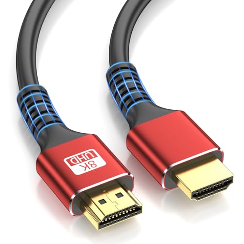 looyotul 8k Hdmi Kabel 1m Ultra High Speed HDMI 2.1 Kabel 4K@120Hz 8K@60Hz 48gbps Gold überzogener Stecker 3D eARC Ethernet HDMI Kabel für HDTV Monitor Laptop Roku TV Xbox PS4/PS5 (rot)