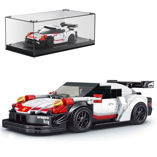 Mould King 27010 Speed Champions Rennwagen Bausteine 911 RSR Sportwagen Klemmbausteine mit Acryl-Vitrine Modellautos zum Sammeln (349 Teile)