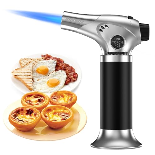 Ankway Bunsenbrenner Küche Flambierbrenner küchenbrenner, Nachfüllbar Verstellbar butangasbrenner mit Sicherheitsschloss für Creme Brulee, DIY, Gebäck, Desserts, Camping (Schwarz)