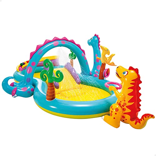 Intex Dinoland Play Center Aufblasbares Wasserspielzentrum, verschiedene Modelle (mit und ohne Vulkan), Mehrfarbig, 333x229x112 cm, 280 Liter
