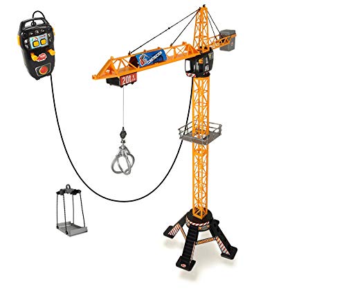 Dickie Toys - Mega Crane (120 cm) – extra großer Spielkran für Kinder von 3-5 Jahren, mit Fernbedienung, Seilwinde, Greifarm, 350° drehbar, Ferngesteuerter Kran