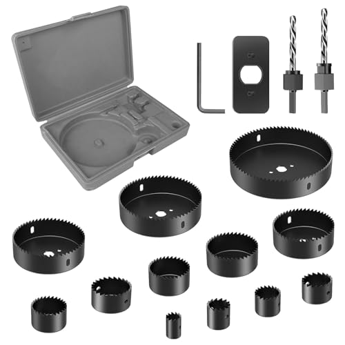 Brevanza 16 PCS Lochsäge 19-127mm, Lochbohrer Set mit Sechskant Schaft und Zentrierenden Metallbohrern, Lochfräser Metall Schwarz Ideal zum Bohren von Weichholz PVC-Platte und Kunststoffplatte