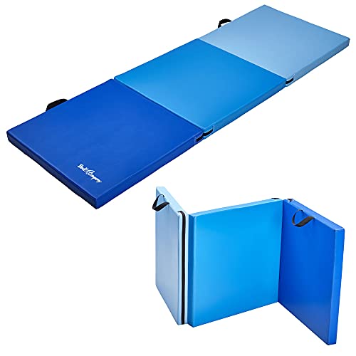 Bad Company Weichbodenmatte 3-fach faltbar I Klappbare Trainingsmatte 180 x 60 x 5 cm aus Schaumstoff mit Tragegriffen (Blau)