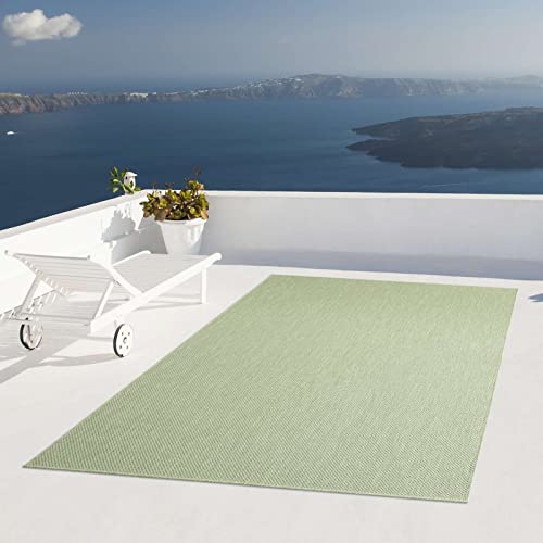 Taracarpet Outdoor Teppich Wetterfest Wohnzimmer Balkon Küchenteppich Flachgewebe Sisaloptik Einfarbig Uni grün 200x280 cm