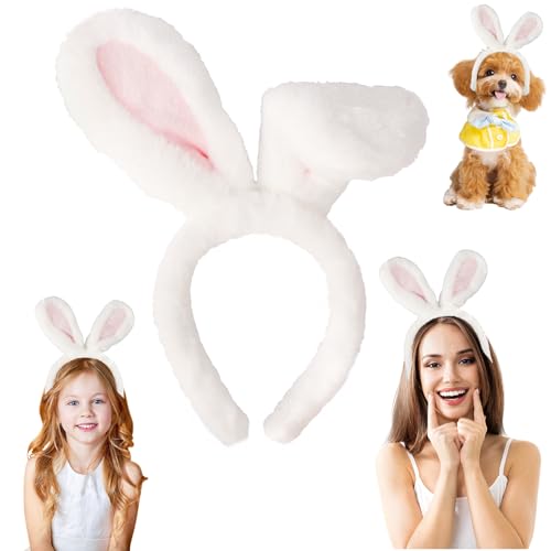 Moiuguli Hasenohren Haarreif, Hasenohren Kopfstück Crossdressing Zubehör, Haarschmuck, Hase Ohren Haarbänder für Erwachsene und Kinder, Plüsch Stirnbänder für Karneval, Ostern Party, Kostüm Cosplay