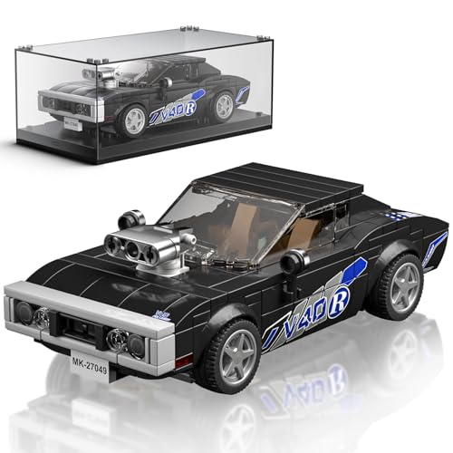 Mould King 27049 Technik Speed Champion Rennwagen Bausteine RT Sportwagen Klemmbausteine mit Acryl Vitrine Modellautos zum Sammeln (346 Teile)