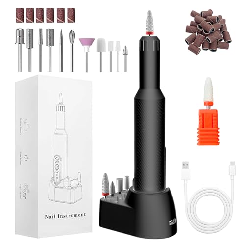 CNMTCCO Nagelfräser Kabellose, 12 in 1 Profi Maniküre und Pediküreset, 18000 U/Min, 3 einstellbare Geschwindigkeitsstufen, Elektrische Nagelfeile, Elektrisch für Gelnägel und Acrylnägel