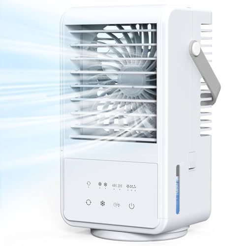 Mobiles Klimaanlage, Klimagerät Tragbare 1000ML Air Cooler 4 in 1 Persönlich Ventilator,2/4H Timer, 3 Geschwindigkeiten, 90°Oszillation.
