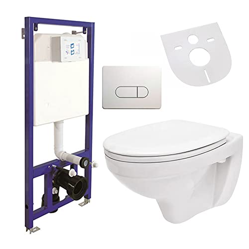 Hänge Wand WC Toilette mit Spülkasten/Vorwandelement inkl. Betätigungsplatte