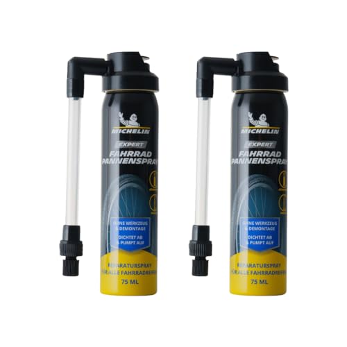 MICHELIN Expert Fahrrad Pannenspray 2 x 75ml | Reifendichtmittel Fahrrad | Fahrradreifen Reparatur | Fahrrad Reifenreparatur ohne Werkzeug