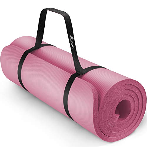 TRESKO Yogamatte Phthalatfrei - Gymnastikmatte rutschfest, extra dicke Pilatesmatte Fitnessmatte mit Tragegurt, 185 x 60 x 1,5cm