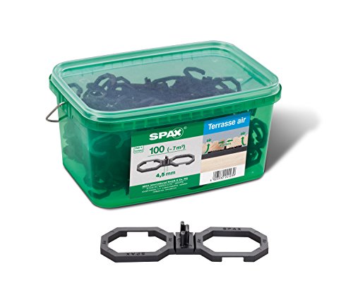 SPAX Air – Terrassendielen Abstandhalter 4,5 mm – 100 Distanzhalter in Henkelbox L für ca. 7m² Terrasse, 5009422545009