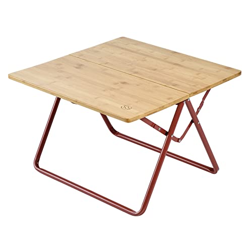 Progression Zusammenklappbarer Beistelltisch Holz, Outdoor Campingtisch klappbar für Camping und Garten, 58 x 38 x 58 cm, FSC-Zertifiziert Bambus, inkl. Tragetasche