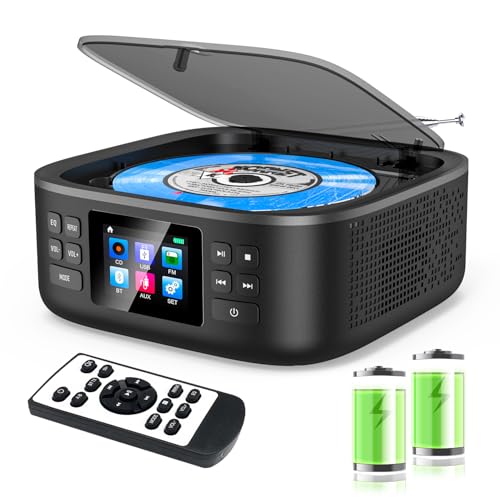 CD Player Tragbar, CCHKFEI Boombox CD Player Bluetooth & Radio FM mit Dual Stereo Lautsprecher LED-Bildschirm Unterstützung USB/AUX-Kopfhöreranschluss Discman Wiederaufladbar Tragbarer CD-Player