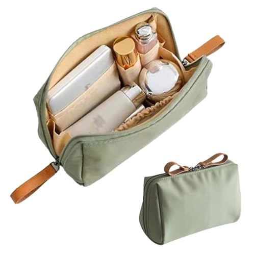 XPEX 1 Stück Schminktasche Klein, Kulturtasche Damen Klein, Tragbare Kosmetiktasche Damen, Kleine Multifunktions-Aufbewahrungstasche, Kosmetik Lagerung Für Reise Schlafzimmer, Bad(Grün)