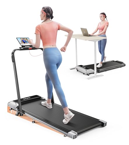 Walking Pad Laufband mit Neigung, 2 in 1 Laufband für Zuhause, 1-12km/h Klappbar Laufband mit Steigung, Under Desk Schreibtisch Treadmill für Zuhause & Büro, Fernbedienung und App, Leiser Motor