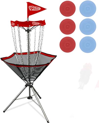 Generisch Wham-O Frisbee Disc Golf Set Deluxe, ideal für Spiel und Sport, Discgolf Korb mit hohem Spaßfaktor für Kinder und Erwachsene, inkl. 6 Scheiben