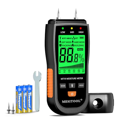 Feuchtigkeitsmessgerät Feuchtigkeitsmesser Detector mit LCD-Display Holzfeuchtemessgerät Pin-Typ Feuchtigkeitsmesser wand Feuchtigkeitsdetektor für Wände,Brennholz,Papier