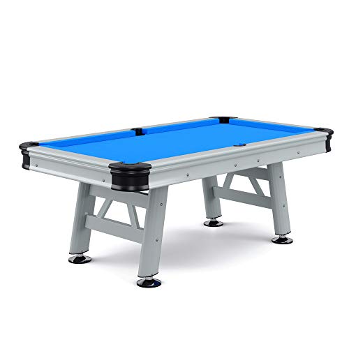 Sportime Outdoor Billardtisch | Wetterfester Pooltisch für Draußen| 7ft oder 8ft | Inkl. Abdeckplane | 230x130 cm | Höhenverstellbar | Blau | Markenqualität