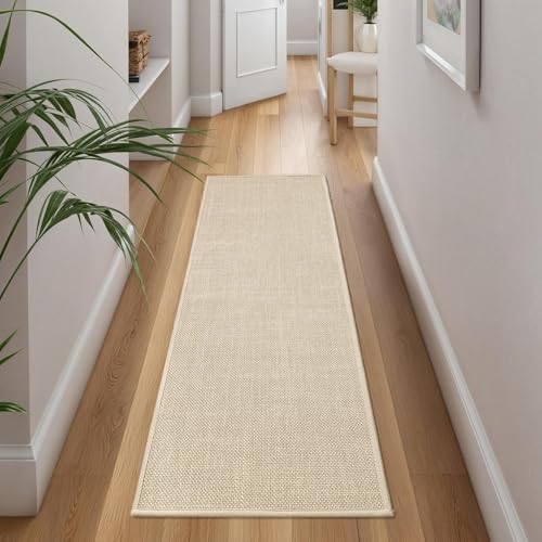 Cheerx Küchenläufer rutschfest, Küchenteppich Waschbar, Gewebte Teppich Küche Saugfähig, Hochwertige Küchenmatten, Teppich Läufer Flur für Küche, Esszimmer, Waschküche (Beige, 43x150cm)