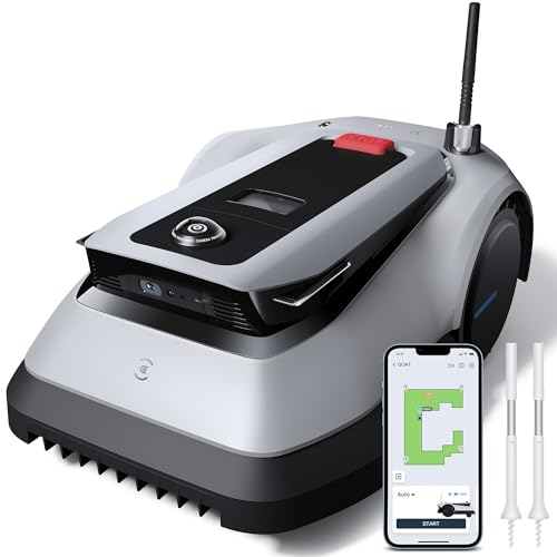 ECOVACS GOAT G1-800 Mähroboter 800㎡ ohne Begrenzungskabel, vollautomatischer kartierender Rasenroboter, Ultra-Weitband+Vision+GPS-Positionierung, 16-Zonen-Management, intelligente Hindernisvermeidung