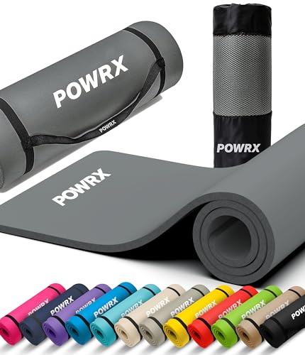 POWRX Gymnastikmatte I Yoga-Matte (Grau, 190 x 80 x 1.5 cm) inkl. Trageband + Tasche + GRATIS Übungsposter I Hautfreundliche Sportmatte Fitnessmatte rutschfest Phthalatfrei