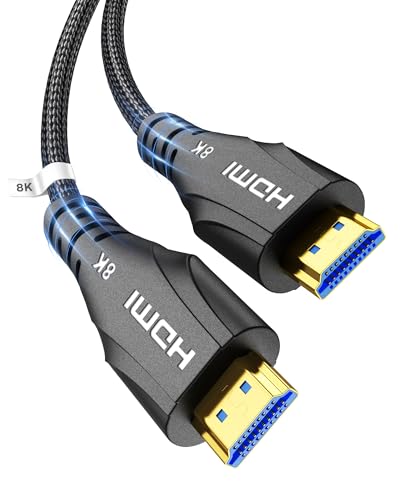 HDMI Kabel 10 Meter lang - 8K 60Hz, Ultra High Speed HDMI Kabel 4K 120Hz Geflochten, 48Gbps, HDCP 2.2 & 2.3, eARC - Kompatibel für Monitor Roku HDTV Apple Sony LG Samsung