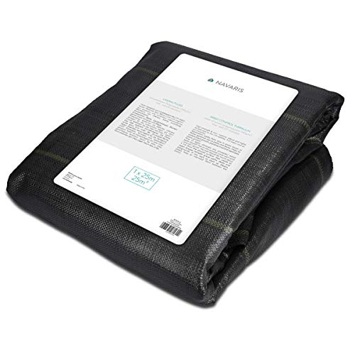 Navaris Unkrautvlies Folie 25m² - wasserdurchlässig reißfest UV-stabil - 100g/m² Stärke - Unkraut Gartenvlies Unterbodengewebe 1x25m - Garten Vlies