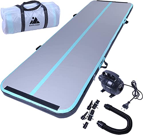 EVOLAND Turnmatte Aufblasbar, Airtrack Matte, Tumbling Matte, Aufblasbare Matte Tumbling Track, mit elektrischer Pumpe, 3M Air Turnmatte für Gymnastik, Yoga, Taekwondo, Bodenturnen, Schwimmen