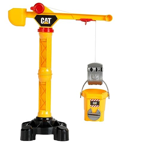 Klein Theo 3256 Cat® - Baustellenkran I Kran mit Kurbel für Links- und Rechtshänder I 360 Grad drehbar I Spielzeug für Kinder ab 3 Jahren