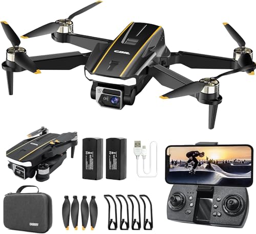 Robuster bürstenloser Motor-Drohne mit Kamera für Anfänger, CHUBORY A68 WiFi FPV Quadcopter mit 2K HD-Kamera, automatischer Schwebe, 3D-Flips, kopfloser Modus, Trajektorienflug, 2 Batterien