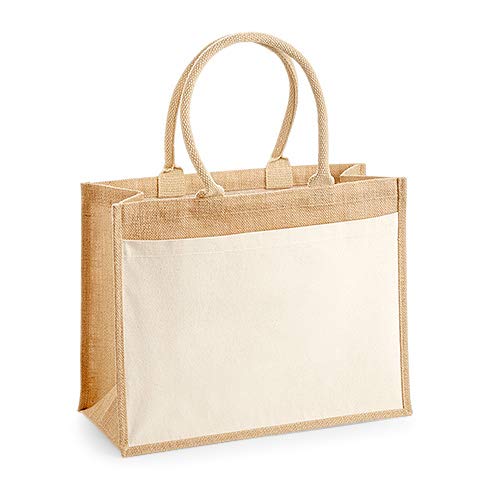 Westford Mill W427 Cotton Pocket Jute Shopper Einheitsgröße
