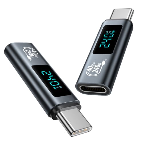 240W USB C Adapter [2Stück] 40Gbps Mit LED Display, Typ C Output Power MAX 48V/5A für iPhone15/15 Pro/15 Pro MAX, Samsung Galaxy S23/S22 und Mehr USB-C Geräte