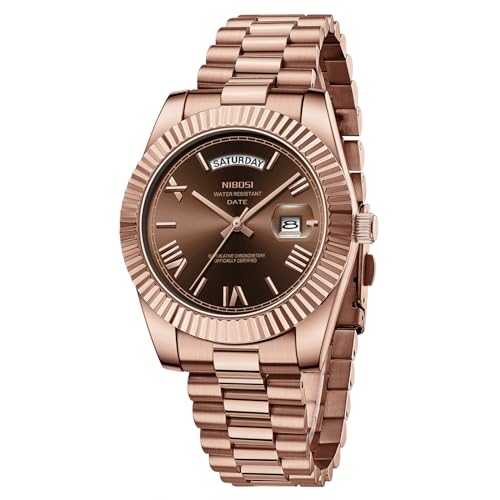 NIBOSI Herrenuhr Armbanduhr Herren Analoge Quarzuhr Edelstahl Uhren für Herren Männer wasserdichte Business Casual Klassiker Watch mit Tag und Datumsanzeige