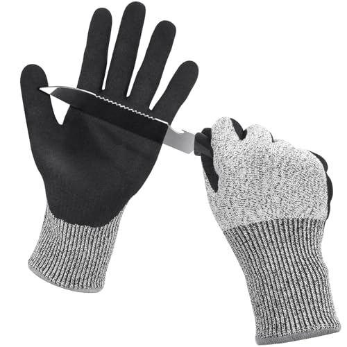 Ainiv 1 Paar Schnittschutz Handschuhe Handschutz, Schneiden Arbeitshandschuhe mit Nitril-Beschichtung, Gartenhandschuhe Herren Damen Schnittfeste Handschuhe für Küchen Gartenbau Baustelle - L