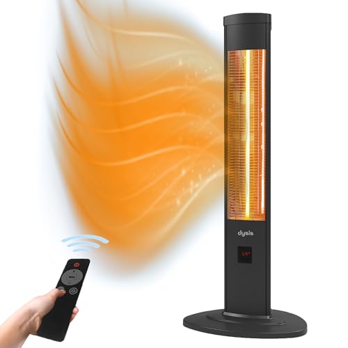 Dysis 2000 Watt Stand Heizstrahler, 4 Heizstufen mit Fernbedienung, Infrarotstrahler für Innen- & Außenbereich, IP20, Digitalanzeige, Timer, Thermostat, Schwarz