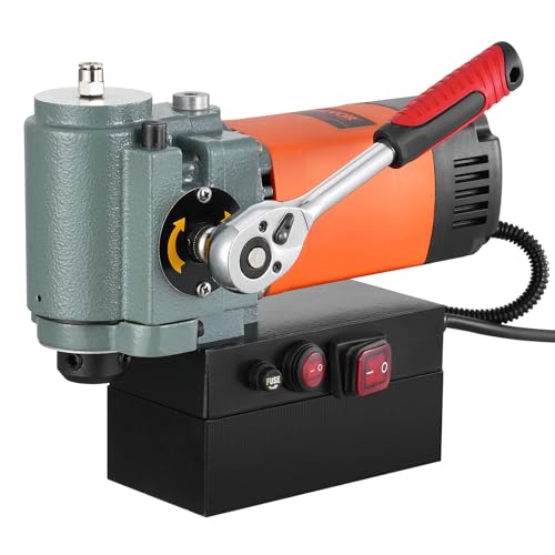 VEVOR Magnetbohrmaschine, Kernbohrmaschine 1300 W, flache tragbare Magnetbohrmaschine mit Kühlvorrichtung und Überlastschutz, Magnetpresse für Geräteinstallation, Industrie, Metallbearbeitung, Orange