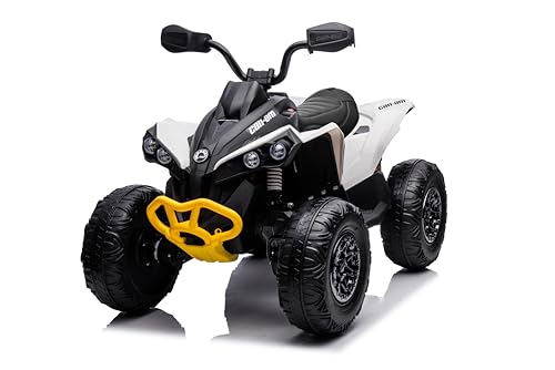 FINOOS Kinder-Elektroquad 24V, Can-am Renegade Kinder-Elektroauto 24V, LED-Leuchten, 24V, 4 x 200W-Motoren, Batterie: 24V 7Ah, weiche Eva-Räder (Weiß)