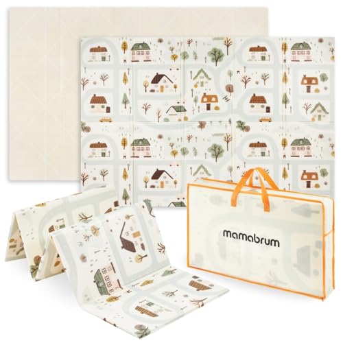 Mamabrum XXL Spielmatte Baby Faltbar - Doppelseitige-Krabbelmatte Baby aus XPE Schaumstoff, Wasserabweisend, 180 x 120 x 1 cm - Weiche Matte mit Tragetasche
