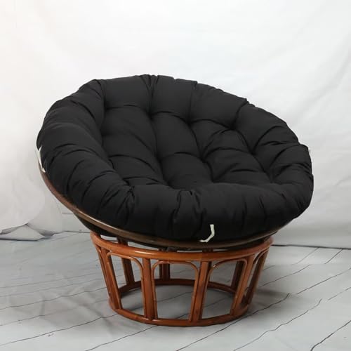 Hovoto Papasansessel Kissen, Papasan Sitzkissen für Hängesessel, Rund Papasan Sessel, Bequem Weich Sitzkissen, Hängesessel Kissen für Korbsessel, Garten Stuhlauflag, Schwarz, 90 * 90cm