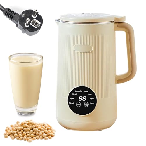 8-in-1 Sojamilch Maschine, Kuhmilchbereiter, Sojamilch Hersteller, Nussmilchmaschine mit 304 Edelstahl, Automatische Sojamilchbereiter, Pflanzenmilchbereiter, Touchscreen, Selbstreinigend (Weiß)