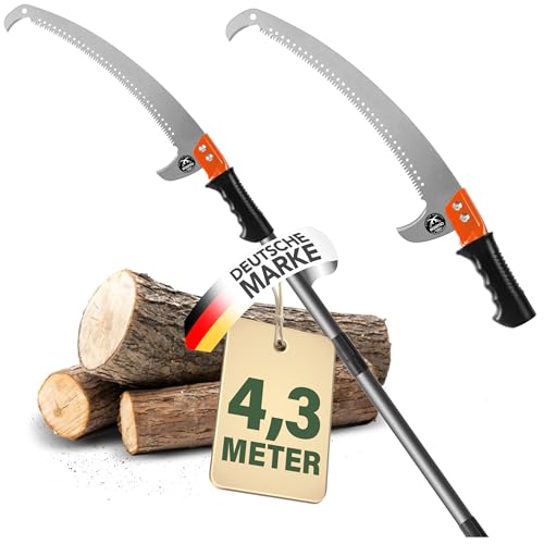 easimo | Astsäge Teleskop für Baumbeschneidung I Säge mit Teleskopstiel einstellbar auf bis zu 4.3m I Teleskop Baumsäge Baumschneider Baum Hochentaster