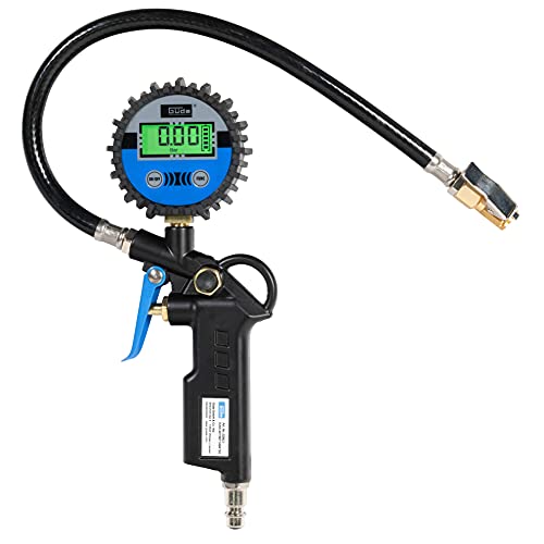 Güde Digitaler Reifenfüller 11 E (Arbeitsdruck max. 7 bar, 4-stellige Digitalanzeige in bar, psi, kPa, kgf/cm², Automatikabschaltung, Anschlussnippel, Luftablassventil, Ventilstecker, Test GUT)