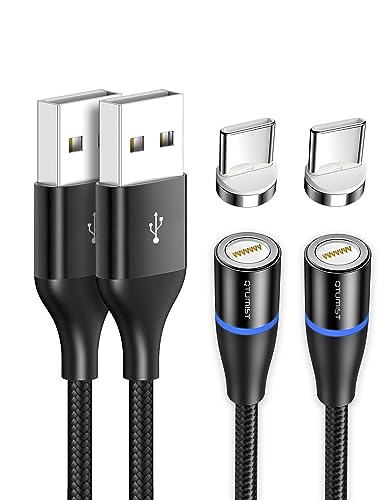 QTUMIST Magnetisches USB C Kabel [2Stück 2m] Magnet Ladekabel Magnetisch Typ C Schnellladekabel mit Type C Adapter für Samsung S23 S22 Huawei Honor Xiaomi Redmi